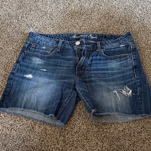 American Eagle Outfitters Blue Distressed Denim Shorts